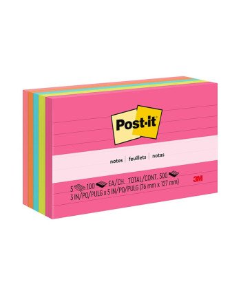 Post It Notes 3x5 (5 Col Pads Neon)